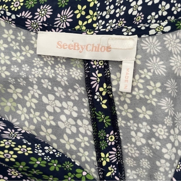 See by Chloe Gathered Floral-print Satin-twill puff mini dress XS - Picture 9 of 10